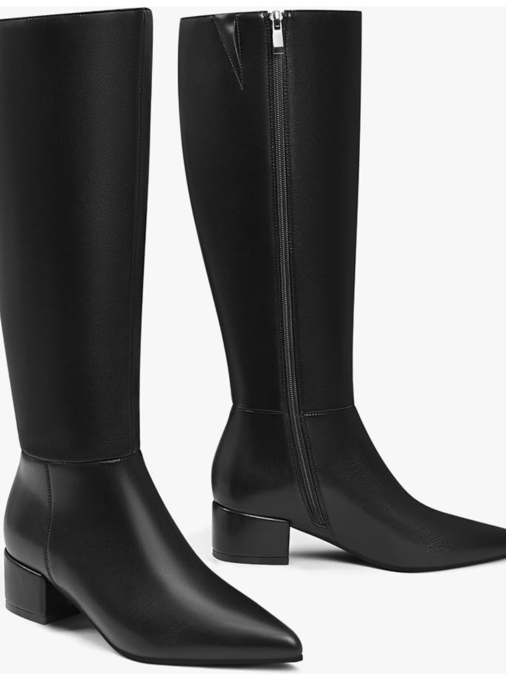 Adrizzlein Women’s Boots Knee High BLACK Chunky Heel Pointed Size 6.5 Soft NEW